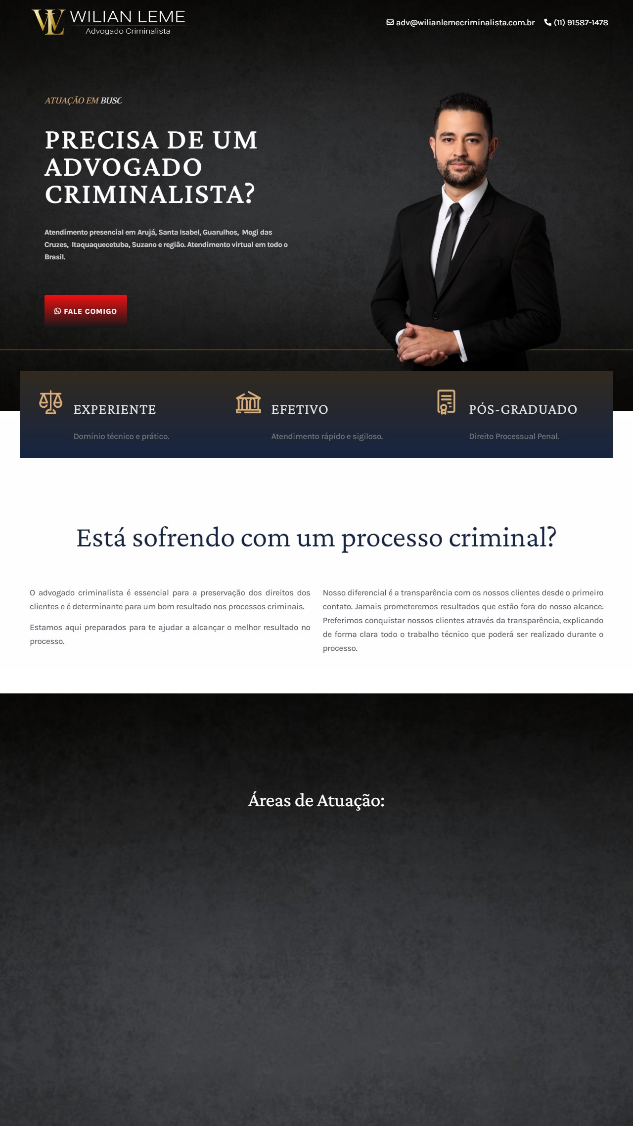 Site Willian Lema Criminalista, portifólio da Webbuilder